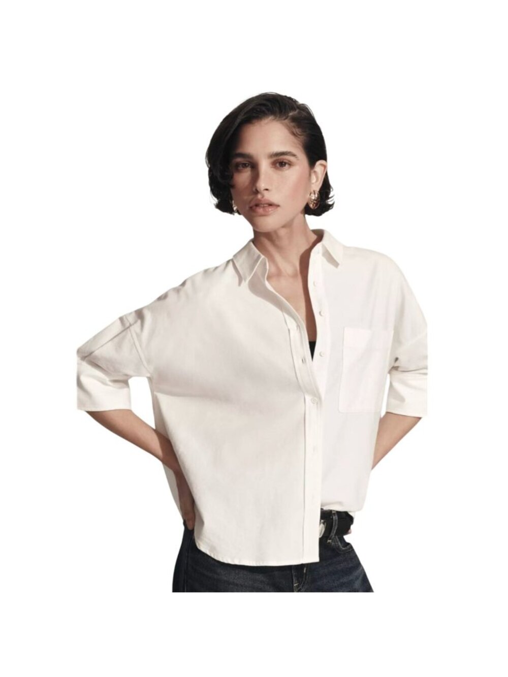 Maeve The Mabel Boxy Oxford Shirt Buttondown Anthropologie Anthro White XS